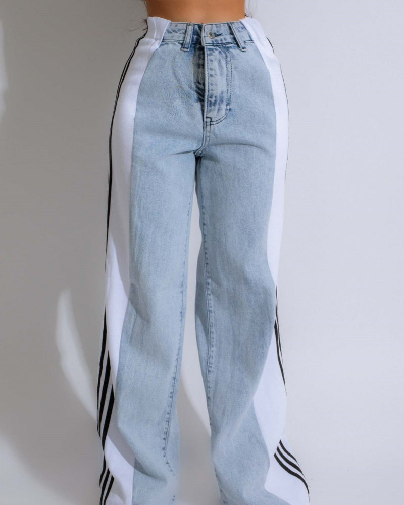 Panelled 3-Stripes High-waist Wide-leg Jeans