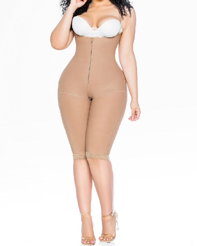 Seamless Invisible Zipper High Back Fajas Open Bust Thigh Slimmer Shapewear