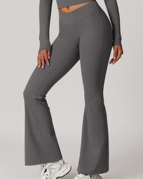 Crossover High Waist Hip Lift Nude Yoga Flared Pants