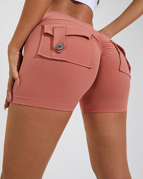 Women's Yoga Shorts Hip Lift Cargo Back Pockets