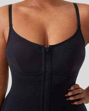 Women's Solid Zipper Seamed Shapewear Sleeveless Tummy Control Sculpting Cami Top Fajas