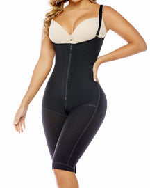 Seamless Invisible Zipper High Back Fajas Open Bust Thigh Slimmer Shapewear