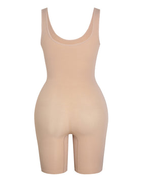 Women's Seamless Mid-Thigh Tummy Control U-Neck Bodysuit Shapewear