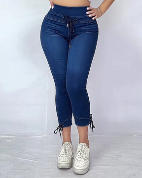 Women's Elastic Waisted Mid-Stretch High Waist Skinny Jeans