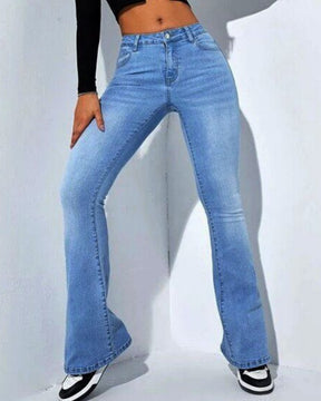 High Waist Straight Jeans Slim Fit and Versatile Elastic Flared Pants