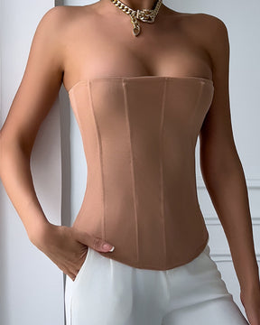 High Elastic Mesh Tube Top Tummy Control Body Shaping Vest