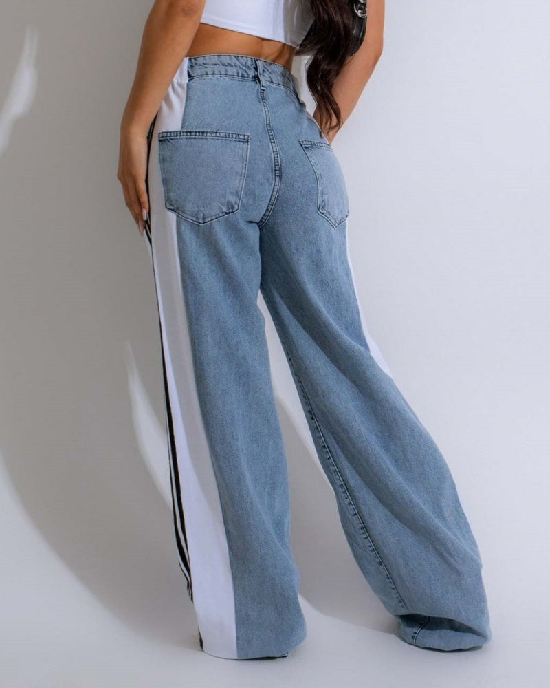 Panelled 3-Stripes High-waist Wide-leg Jeans