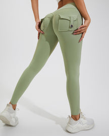 Peach Hip Fitness Leggings with Cargo Pockets