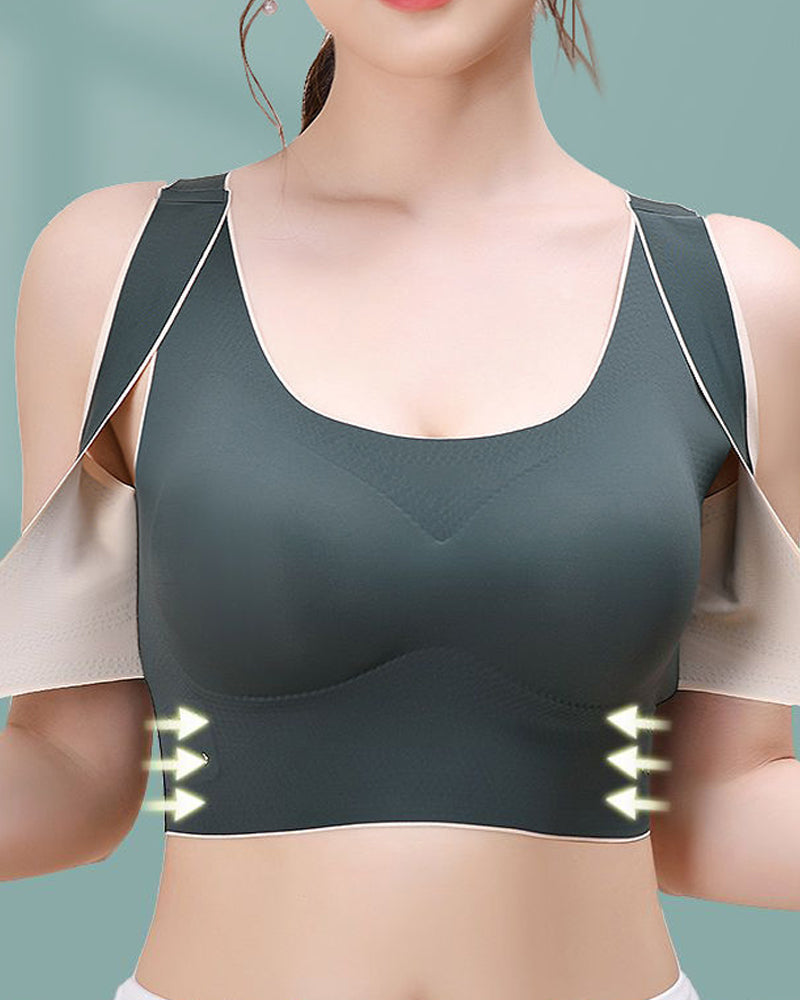 Wireless Front Cross Side Buckles Bra Hunchback Correction Shockproof Yoga Underwear