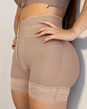 Colombian Girdles Lace Stitching Slimming Shorts Butt Lifter Front Buckle Shaping Panty