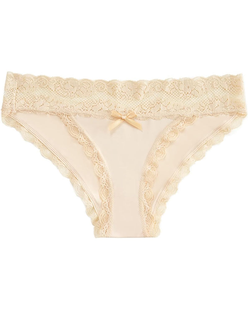 Sexy Lace Stitching Seamless Underwear High Cut Thin Bikini Briefs