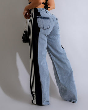 Panelled 3-Stripes High-waist Wide-leg Jeans