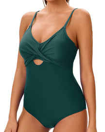 Sexy Suspender Color-blocked One-piece Swimwear Hourglass Figure