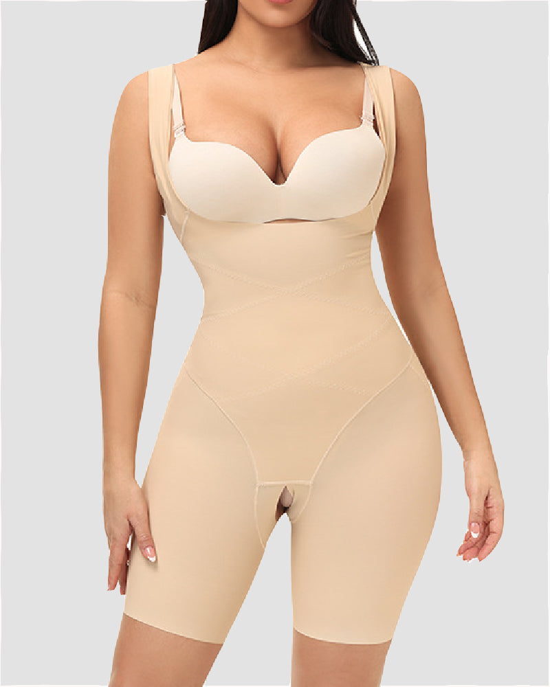 Women's Seamless Double Tummy Control Elastic Fajas Open Bust Postpartum Bodysuits