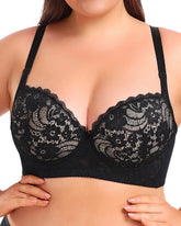 Sujetador de ropa interior fina push-up con ajuste de encaje de talla grande sexy para mujer