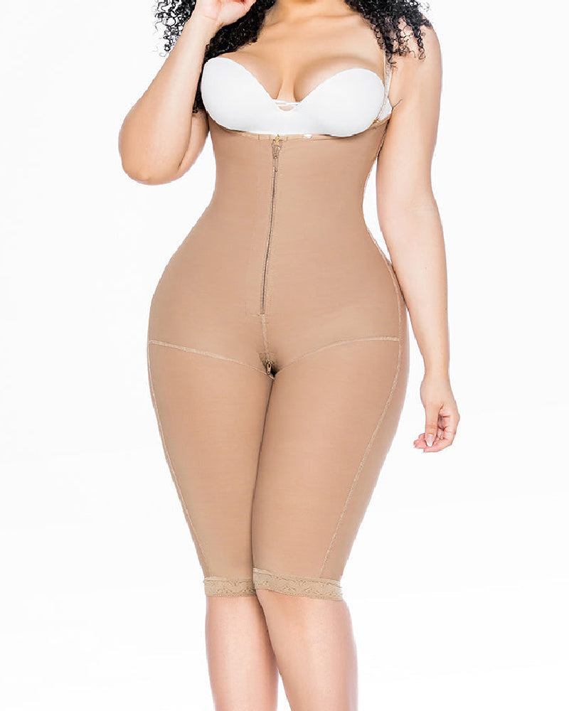 Seamless Invisible Zipper High Back Fajas Open Bust Thigh Slimmer Shapewear