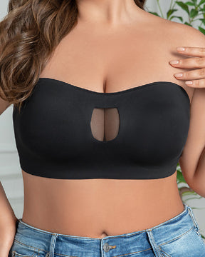 Mesh Sheer Strapless Bras Full Coverage Bandeau Crop Tube Bralette