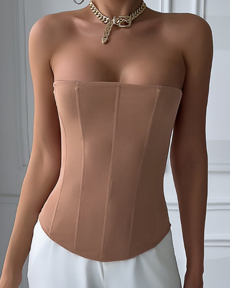 High Elastic Mesh Tube Top Tummy Control Body Shaping Vest