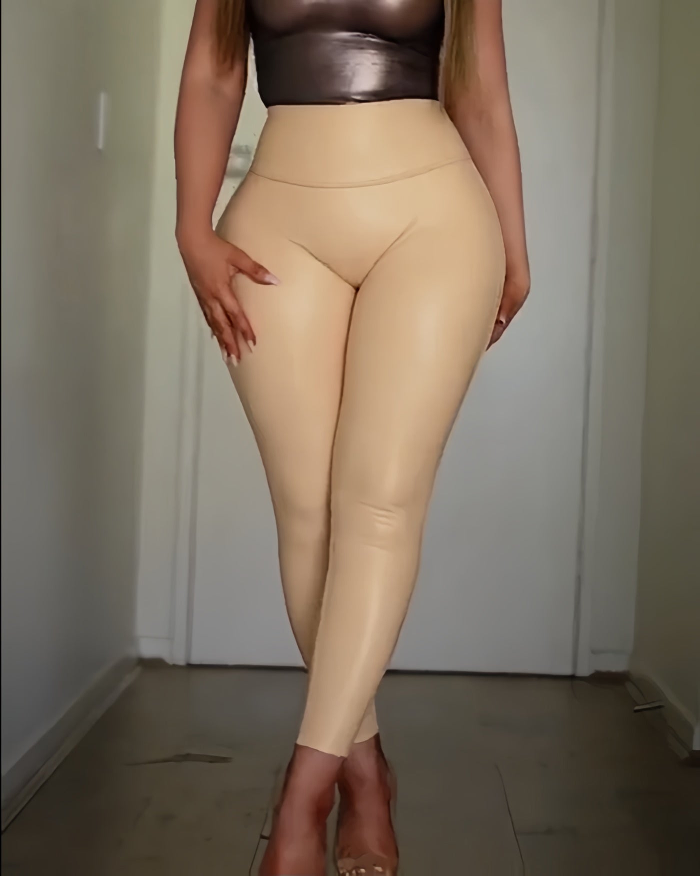 Shapshe® Fashionable High Waist Sexy Leather Pants Tummy Tuck and Hip Lift