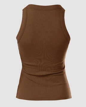 Round Neck Ribbed Tank Top Built In with Bra Padded