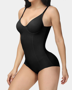 Solid Tummy Control Bodysuit Corset Seamless Shapewear With Built-in Bra