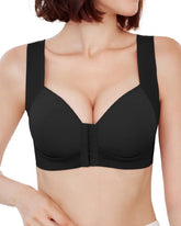 Women's Comfort Lift Front Closure Seamless Push Up Wireless Wide Strap Bra