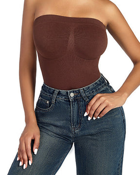 One Piece Removable Shoulder Straps Tube Top Tummy Control Corset Shapewear