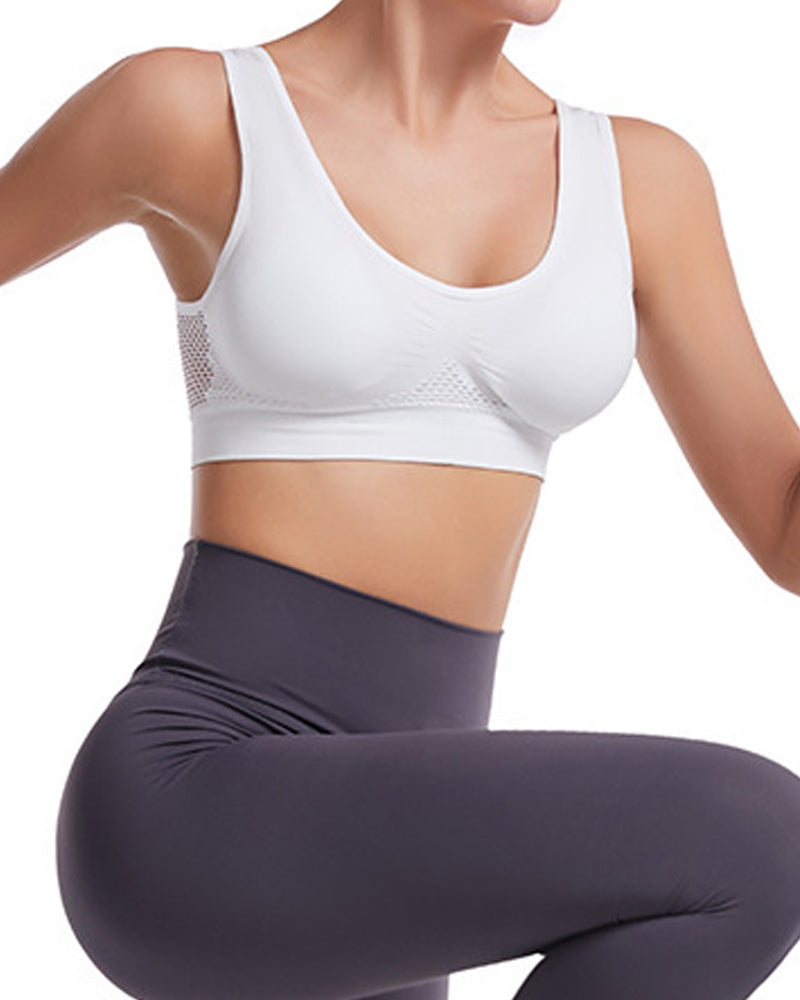 Women's Hollow Out Anti-Sagging High Support Sports Bra Breathable Yoga Top Bras