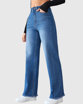 Elegant Non-stretch Straight-leg Wide-leg Jeans