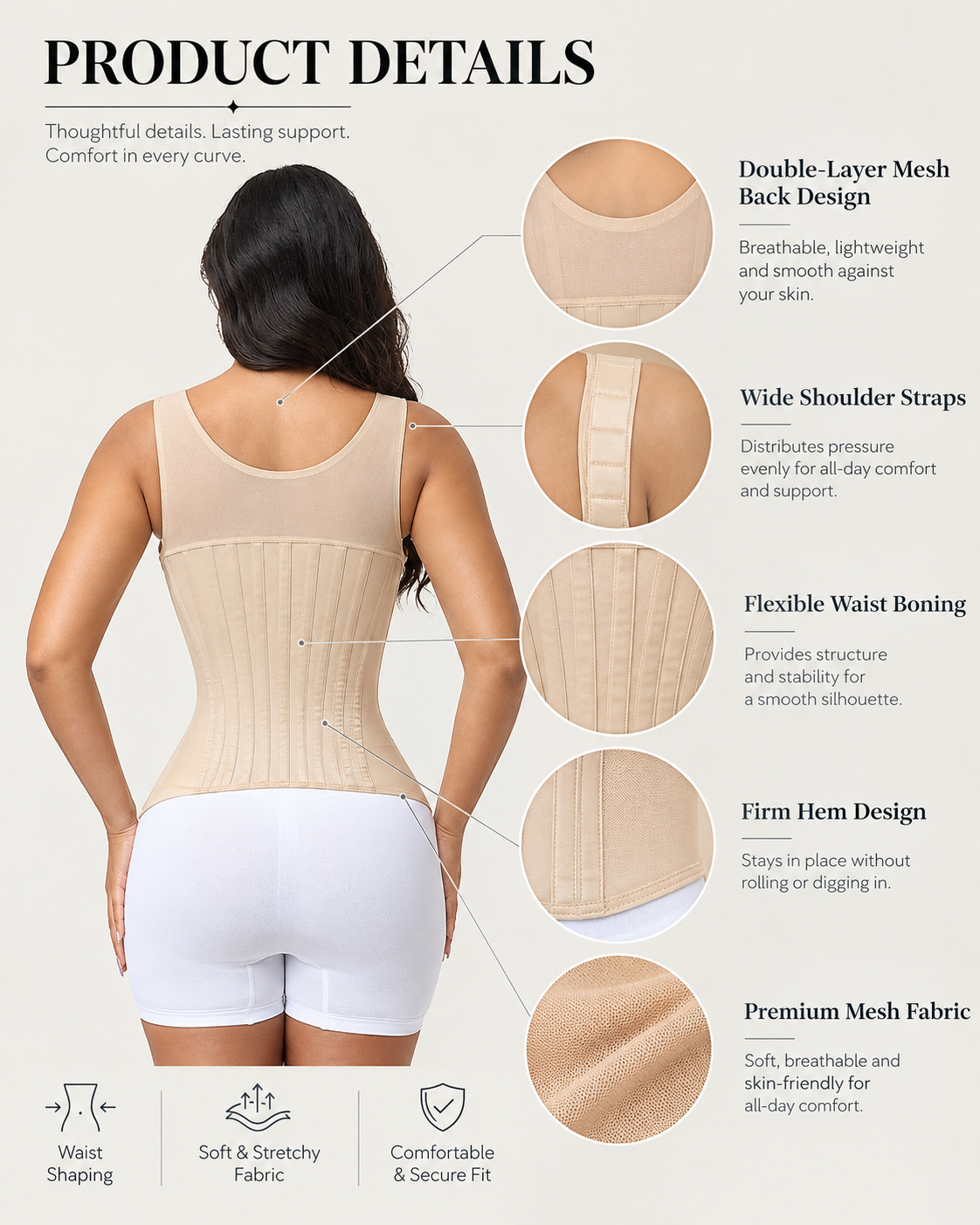 Shapshe® Double Layer Compression Curved Boned Waist Trainer
