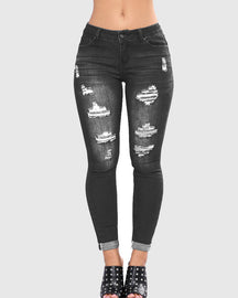 Women's Slim Fit Hip Lift Skinny Jeans With Holes