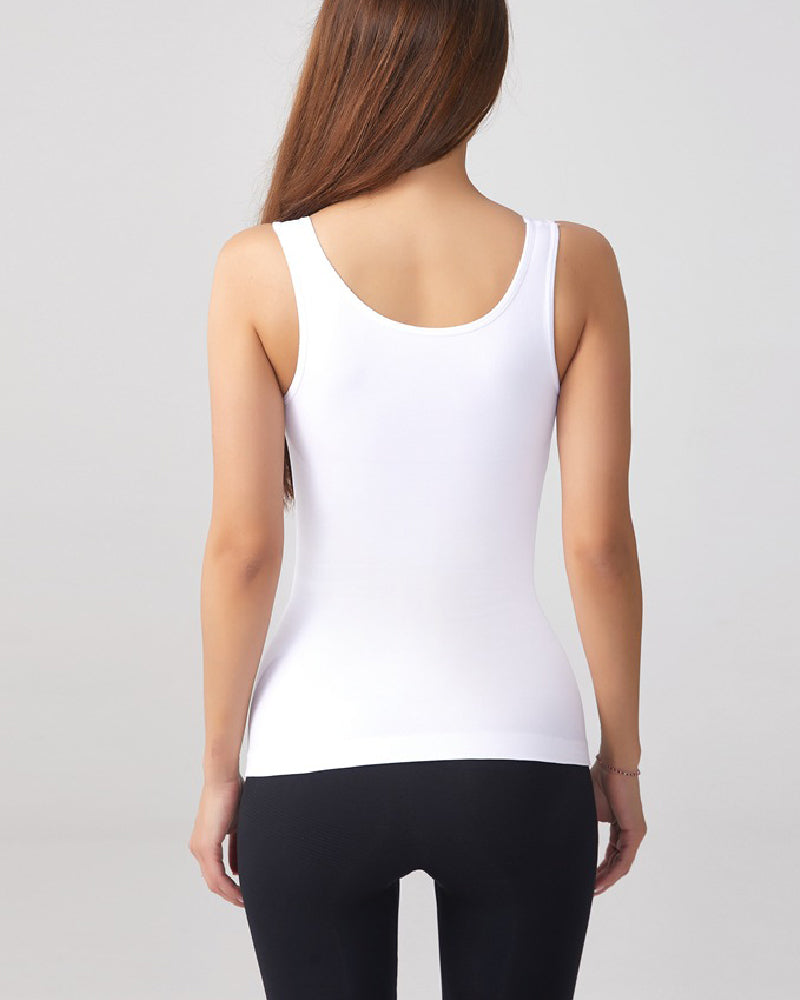 Women's Wide Strap Scoop Neck Body Shaper Tank Top Undershirt