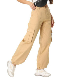 Women's Loose Casual Wide Leg High Waist Pocket Cargo Pants