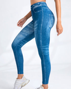 Seamless Printed Imitation Denim Yoga Pants Women's Quick Dry High Elastic