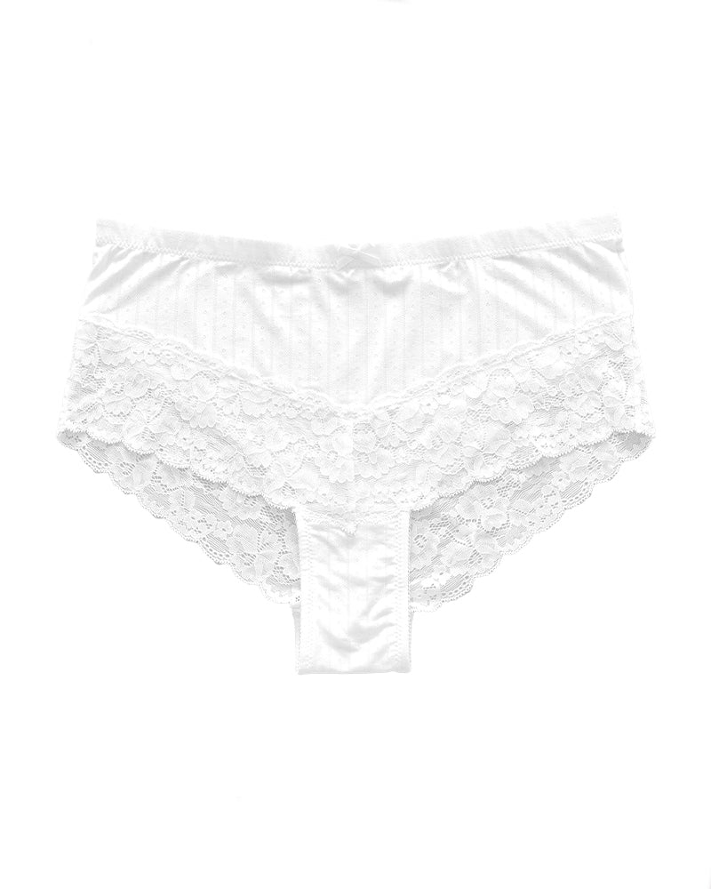 Sexy Lace Patchwork See-Through Panties High Waist Bow Thin Breathable Briefs