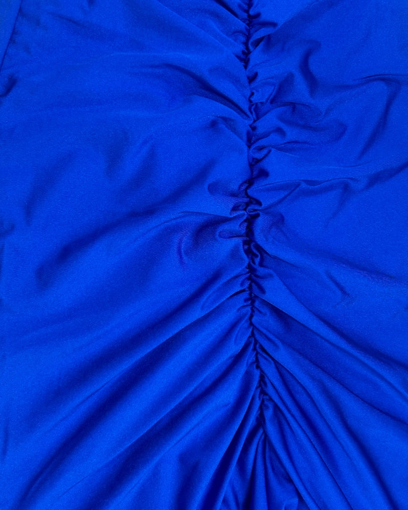 Elegant Off Shoulder V Neck Ruched Side Slit Maxi Dress