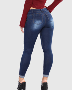 Women's Slim Fit Hip Lift Skinny Jeans With Holes