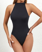 Women's One Piece High Collar Sexy Ribbed Sleeveless Racerback Shapewear Bodysuits