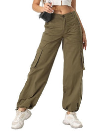 Women's Loose Casual Wide Leg High Waist Pocket Cargo Pants