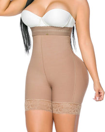 High-Waist Butt Lifter Double Compression Lace Invisible Shapewear Shorts