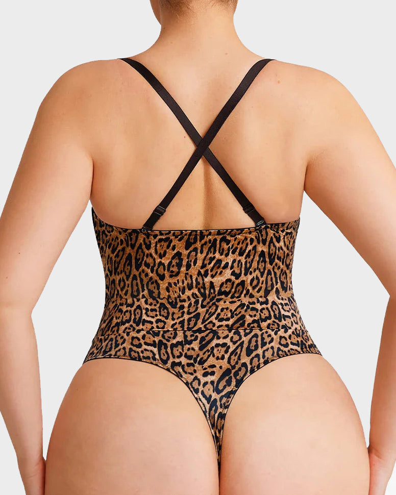 Shapewear Lace-Up Corset Bodysuit with Removable Straps
