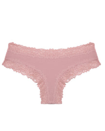 Sexy Mid-Rise Ribbed Cotton Panties Lace Stitching Comfy Lingerie