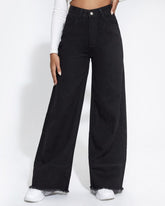 Wide-leg Jeans High Waist Patchwork Raw Edge Loose Trousers