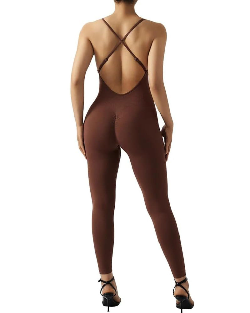 Seamless Sexy Backless Tummy Control Jumpsuits Scrunch Butt Sleeveless Rompers