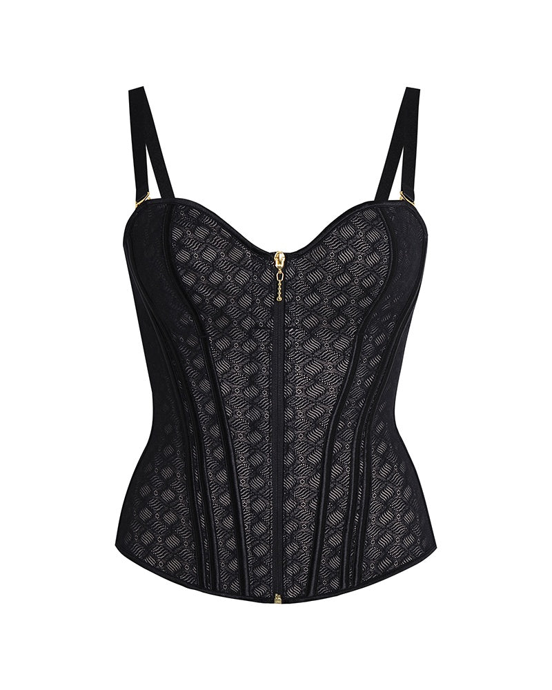 Shapshe® Fajas Colombianas Leopard Print Zip Up Corset Top with Steel Bones