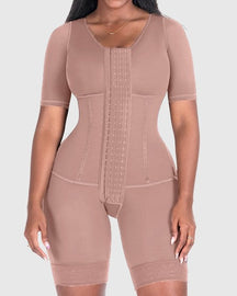 Precise Mid Thigh With Attached Bra & Arms High Compression Tummy Control Full Bodysuit Faja Shapewear