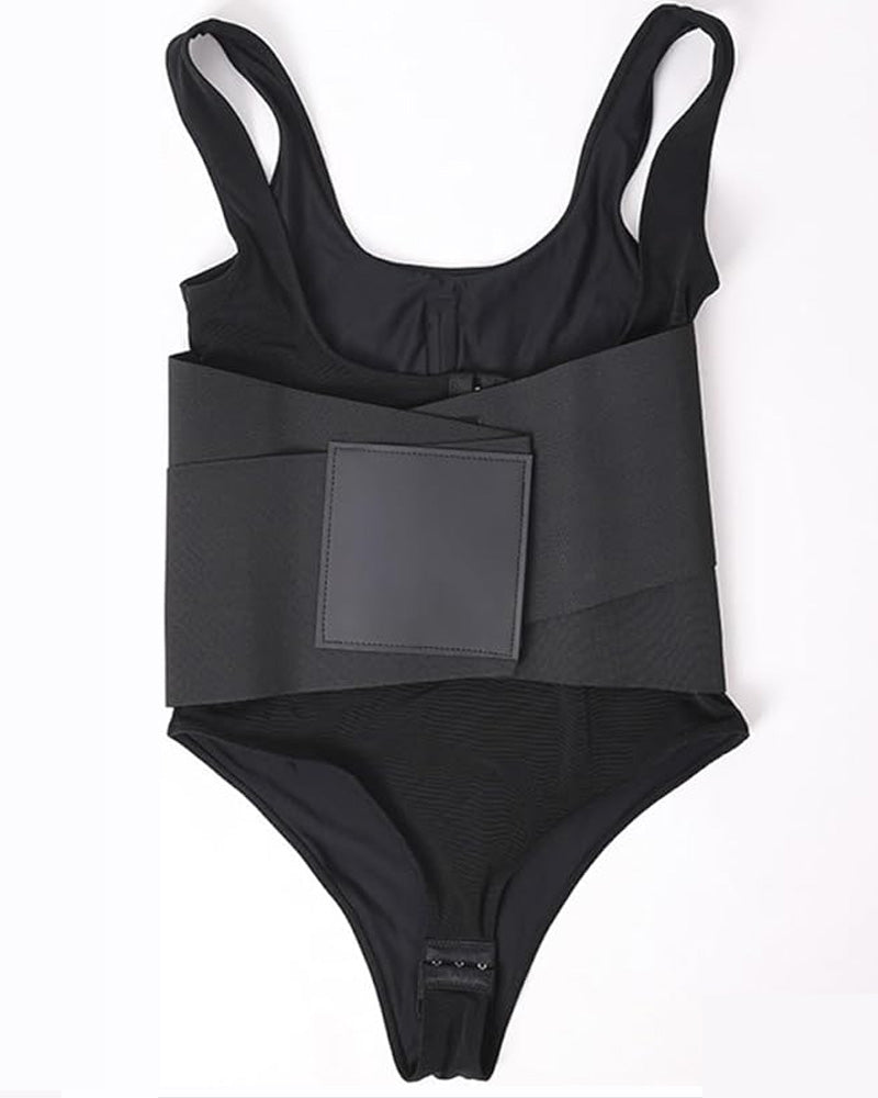 Body de tanga con control de barriga y espalda baja para mujer con cinturón reforzado