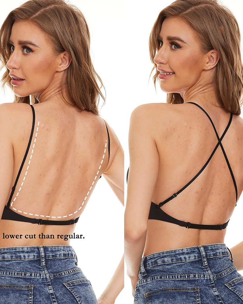 Women's Backless Bra Wire-Free U-Shaped Low Back