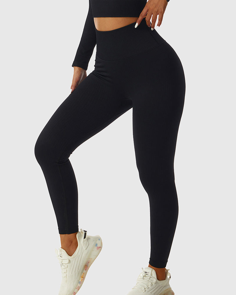 Seamless knitted slim-fitting leggings breathable butt lift yoga pants