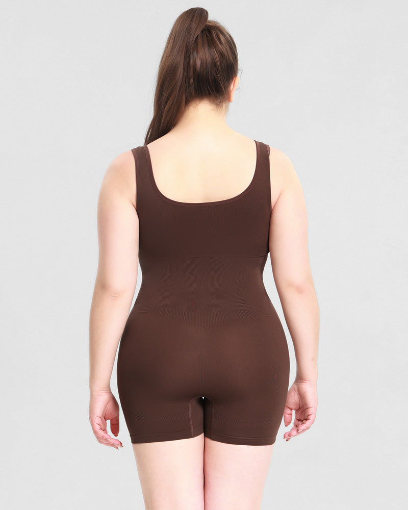 Women's Tummy Control Mid-Thigh Seamless Outerwear Bodusuit Shapewear